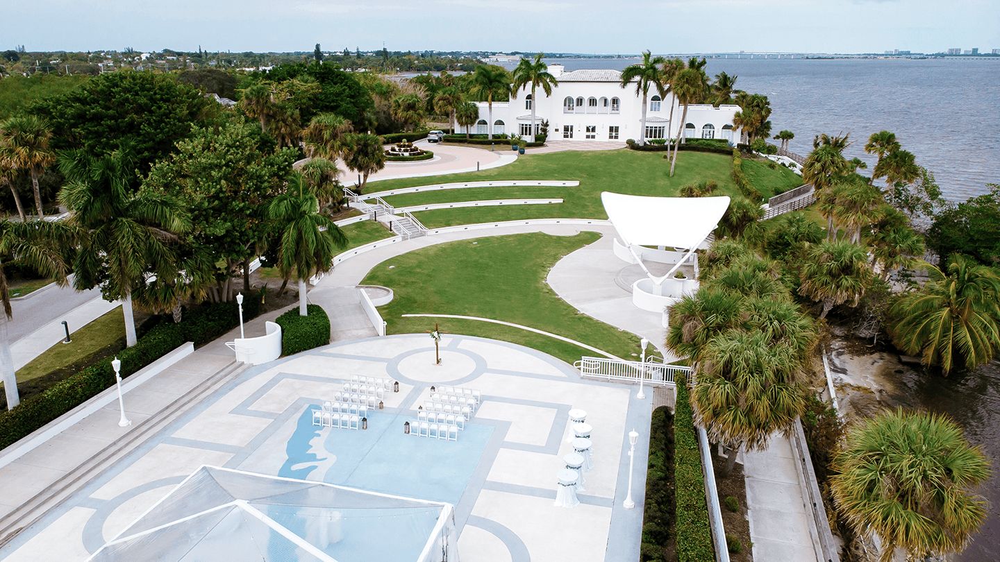 Aerial photo of the grounds of the Mansion at Tuckahoe in Jensen Beach, FL.