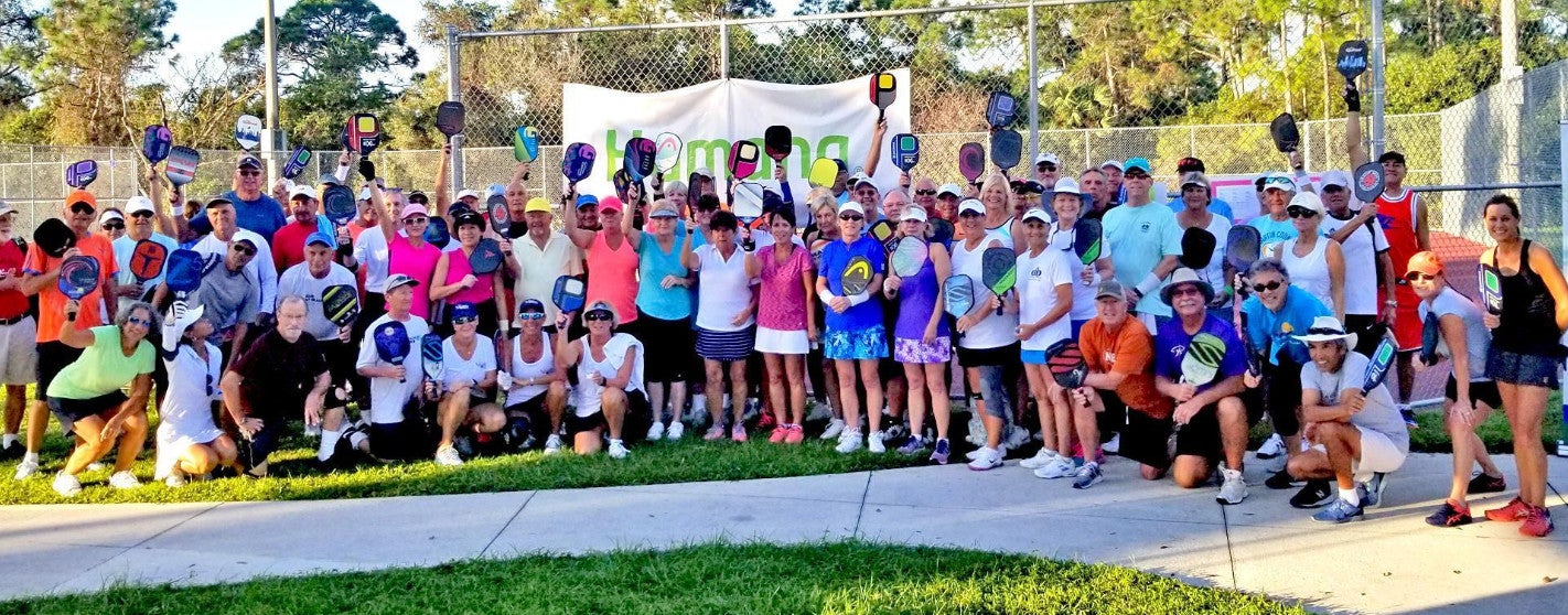 Image of pickleball participants at the Senior Games in Martin County, FL.