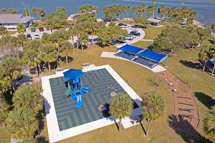 Aerial image of Sandsprit Park in Stuart, Florida.