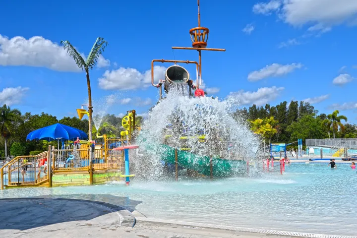 The interactive splash playground at Sailfish Splash Waterpark