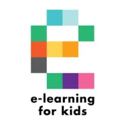 an e formed by pixels of different colors
