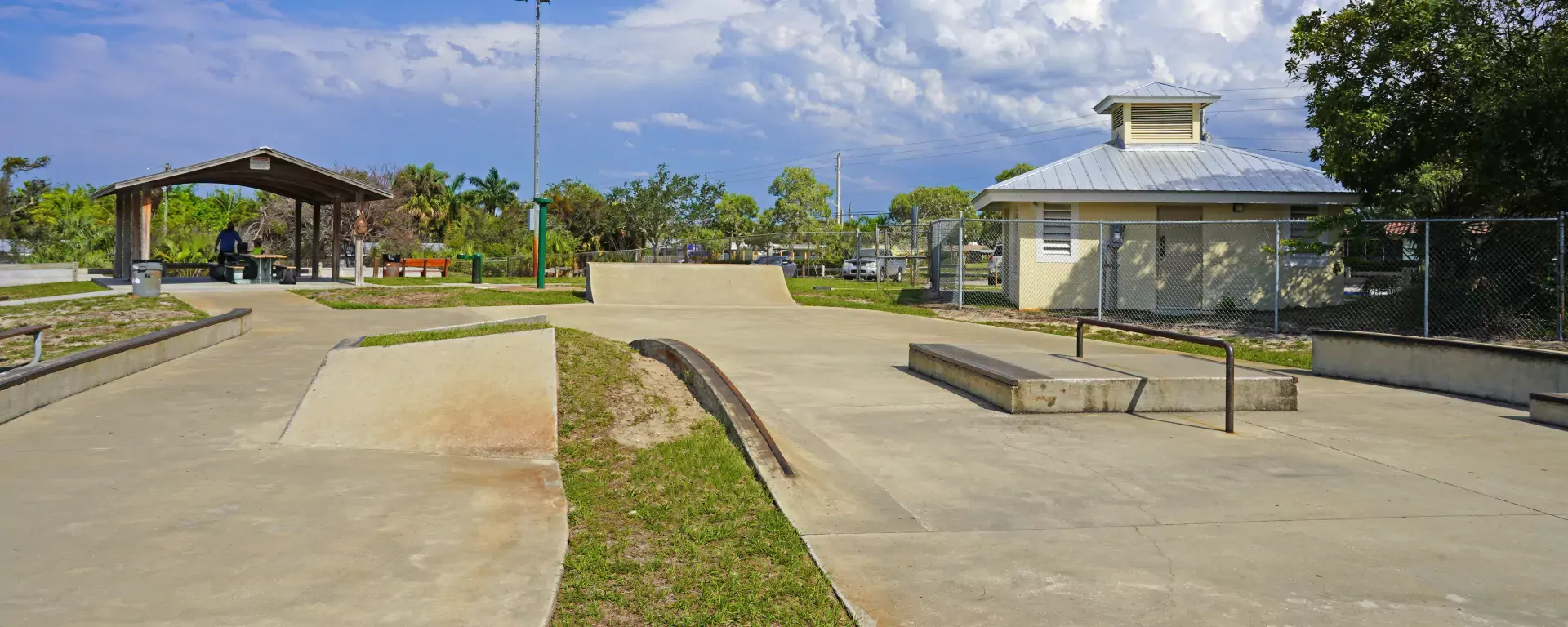 Skate park features at the Rio Skatepark