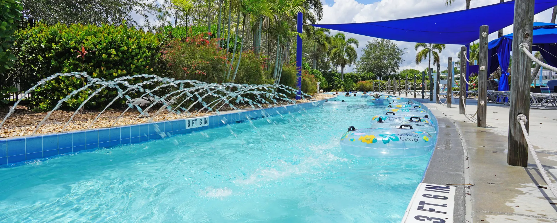 Sailfish Splash Waterpark's lazy river with tubes