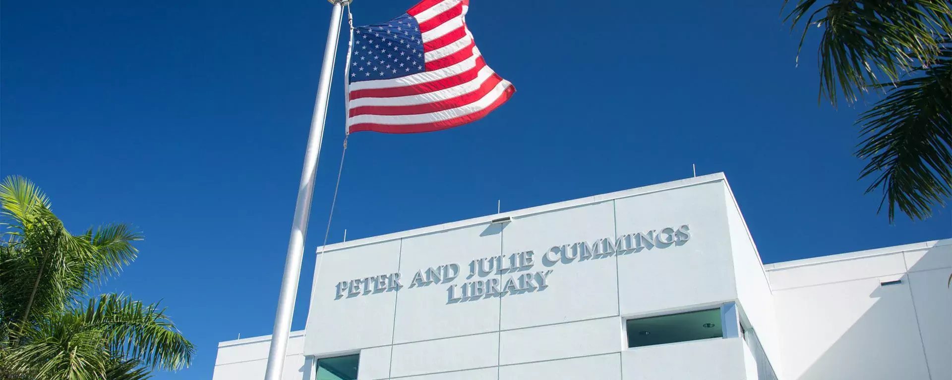 Image of the exterior of the Peter and Julie Cummings Library
