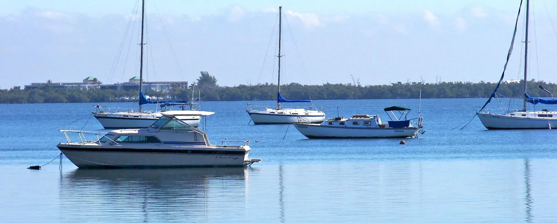 Boats anchored in Jensen Beach