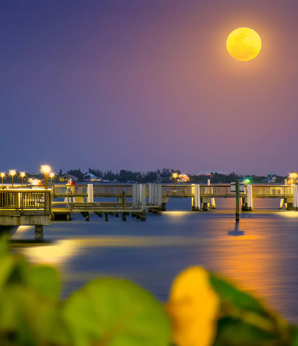 Moonrise over the waterway