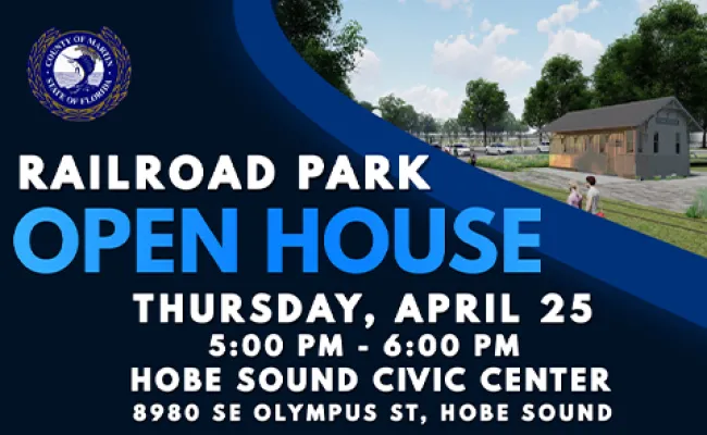 Railroad Park Open House Thursday, April 25, 5-6 p.m. at the Hobe Sound Civic Center
