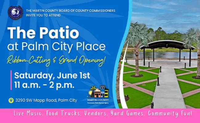 The Patio at Palm City Place on Saturday, June 1, from 11 a.m. to 2 p.m. at 3290 SW Mapp Road