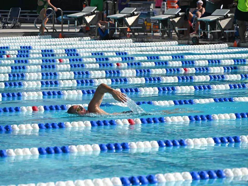 A swimmer participating in a swimming competition