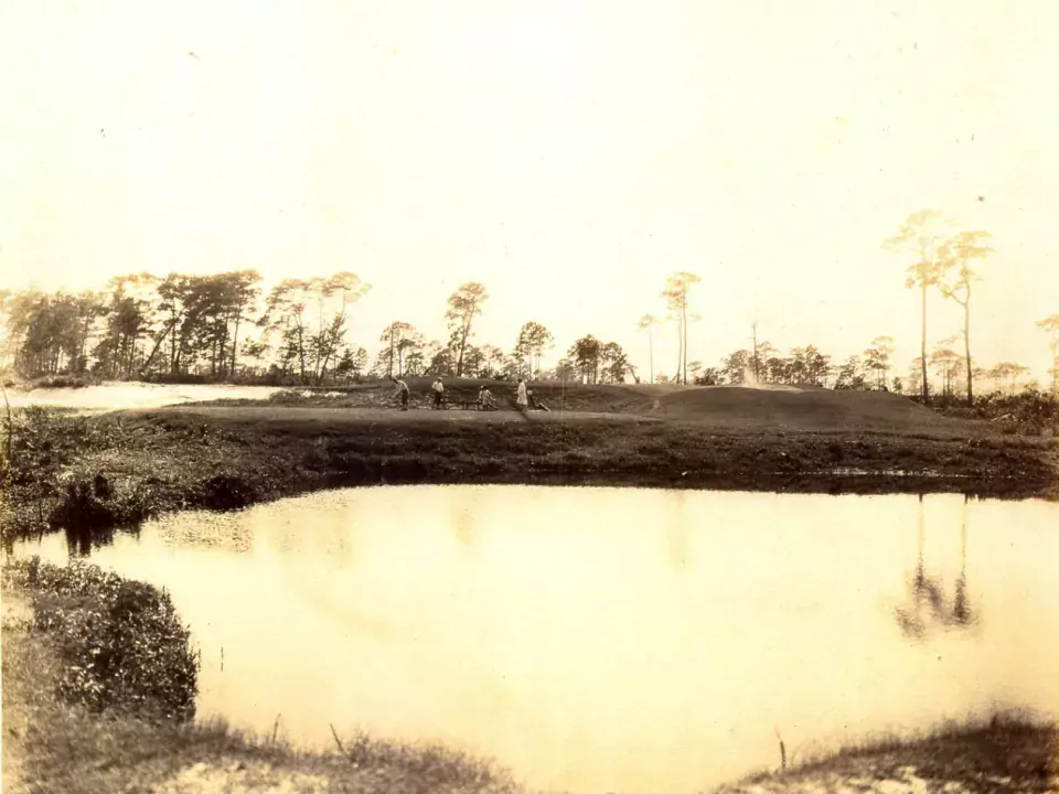 Golf course historical photo showing the old course