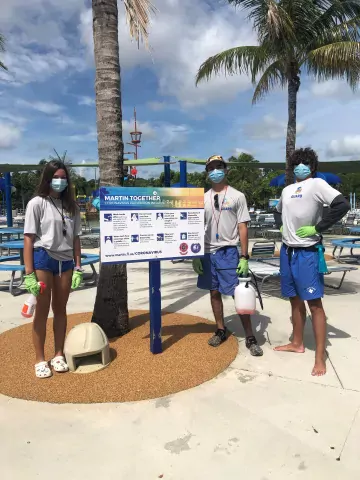 Lifeguards wearing PPE