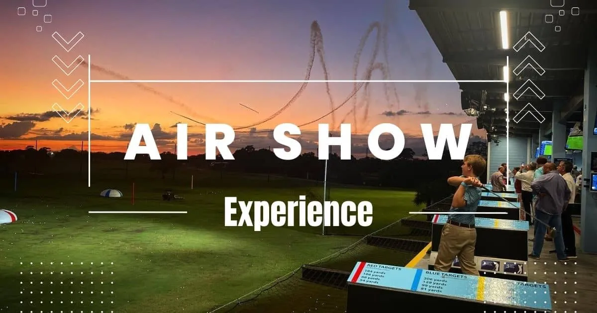 Air Show Experience and a view of the second floor hitting bay at Sailfish Sands Hitting Bays & Restaurant