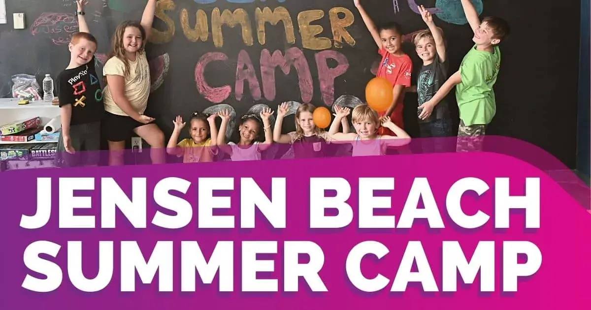 Image of kids at the Jensen Beach Summer Camp with text that reads, " Jensen Beach Summer Camp"