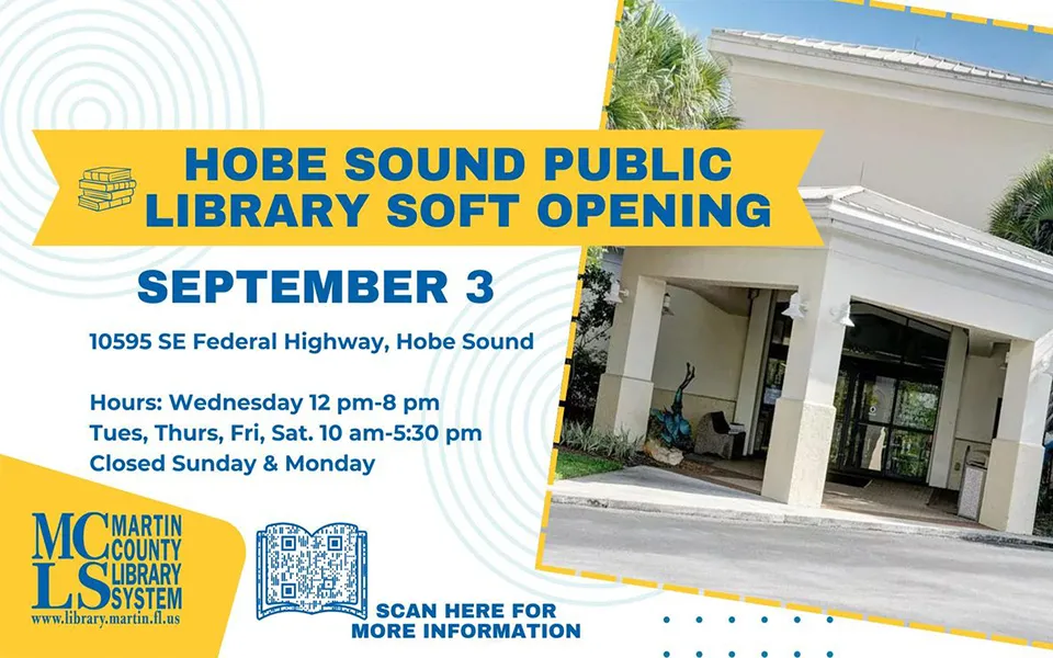 Hobe Sound Public Library Soft Opening, September 3!