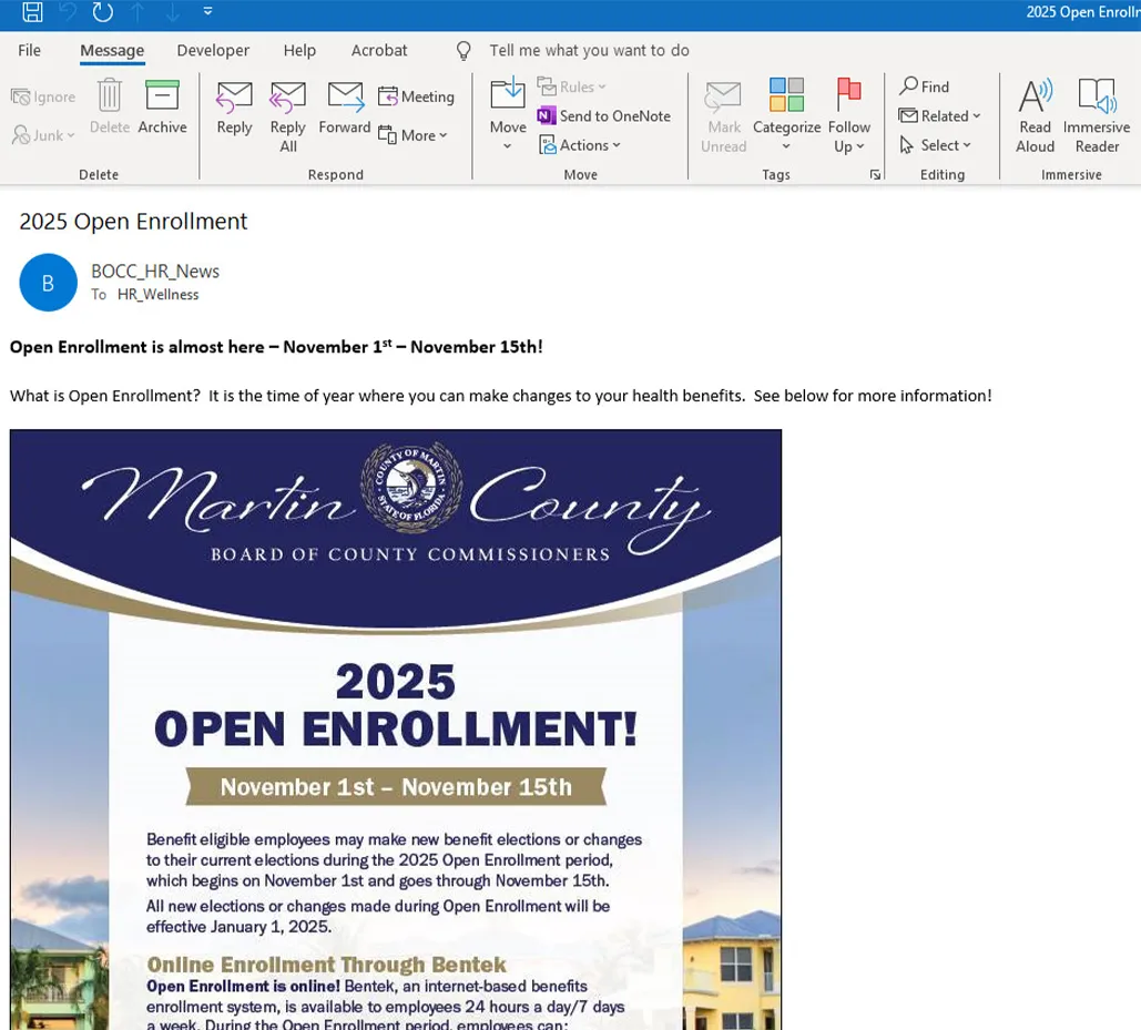 Example flyer embedded in an email