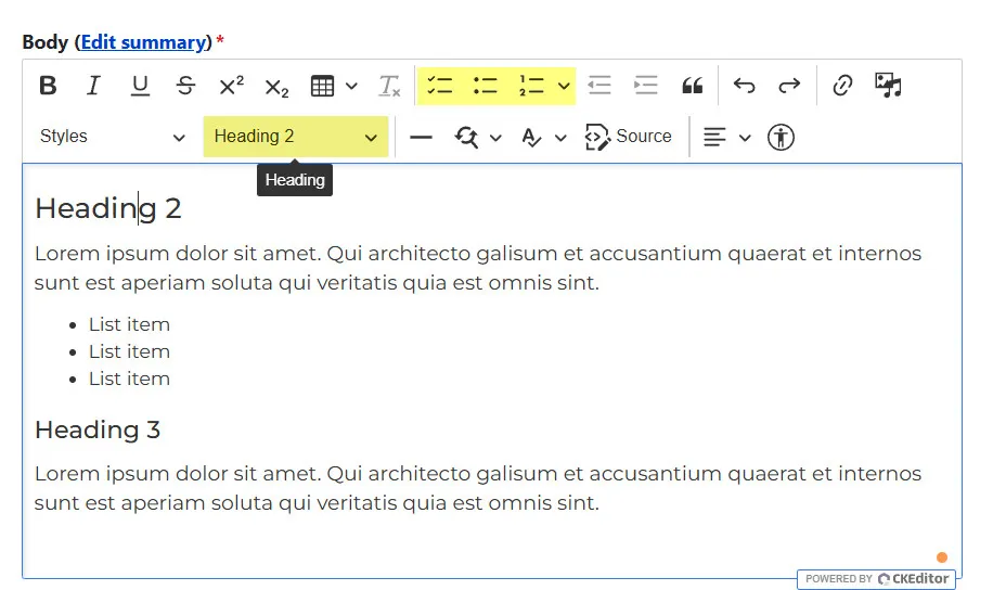 CKEditor Page Structure