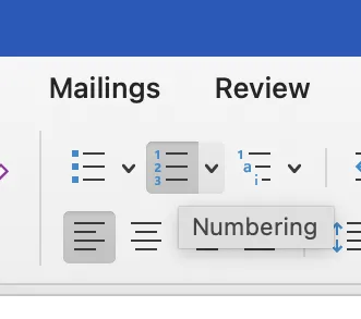 Numbering Built-in List Tool in Microsoft Word