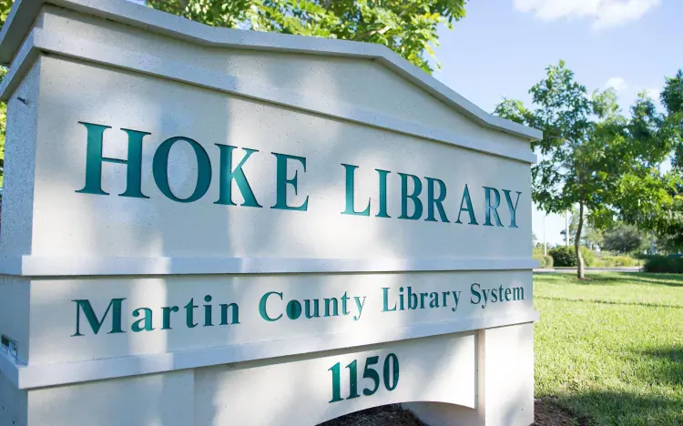 Image of the Hoke Library address sign