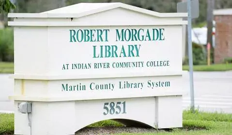 Robert Morgade Library address sign